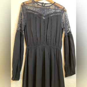 American Rag Cie Black Lace Long Sleeves Romantic Midi Dress